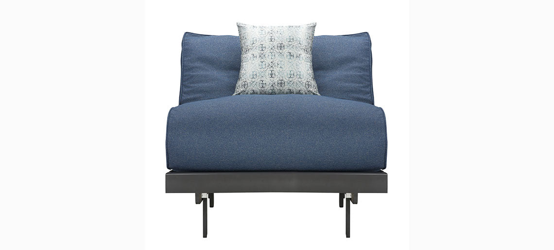 Futon: Blue Wooden Single Futon Sofa Cum Bed