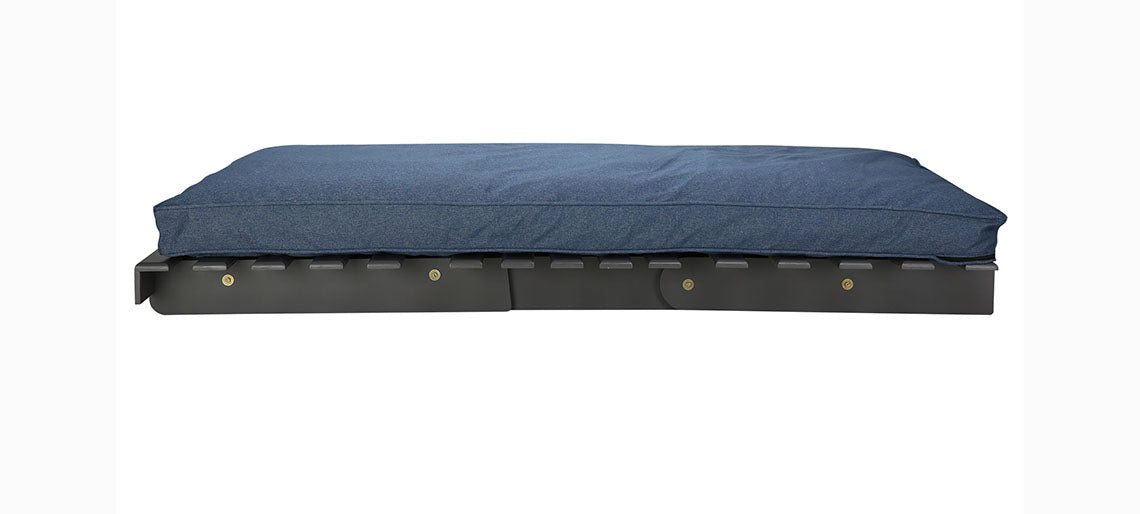 Futon: Blue Wooden Single Futon Sofa Cum Bed
