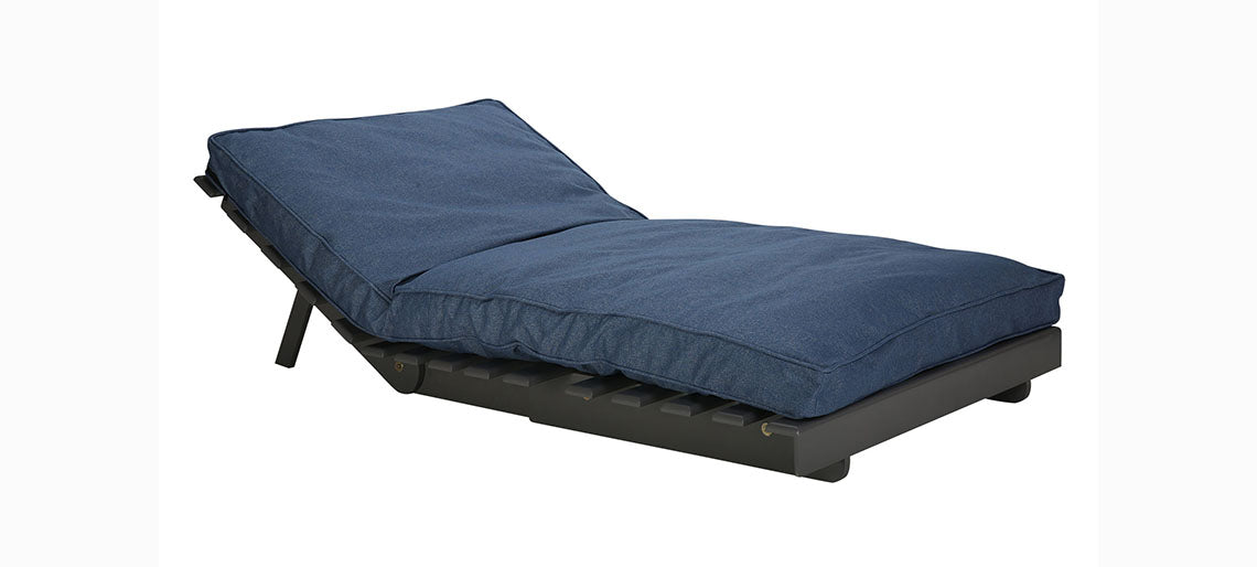 Futon: Blue Wooden Single Futon Sofa Cum Bed