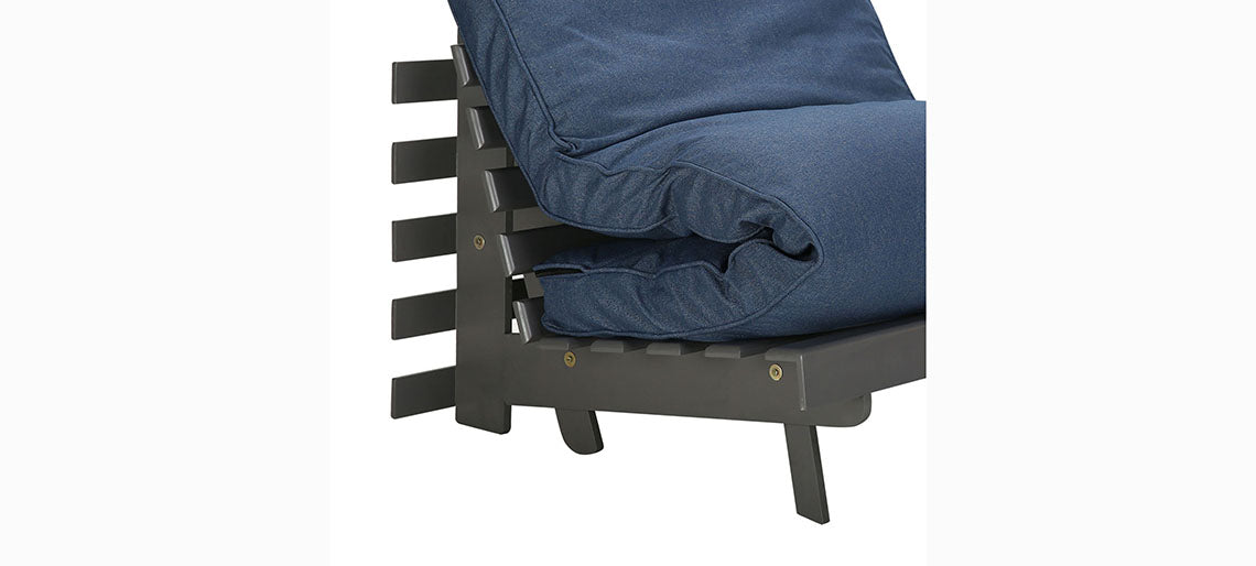 Futon: Blue Wooden Single Futon Sofa Cum Bed