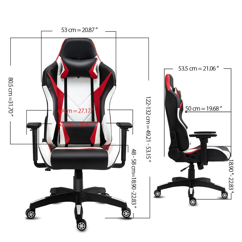 Gaming Chair: Adjustable Reclining Faux Leatherette Racing Game Chair