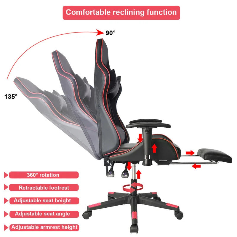 Gaming Chair: PC & Racing Game Chair with Footrest