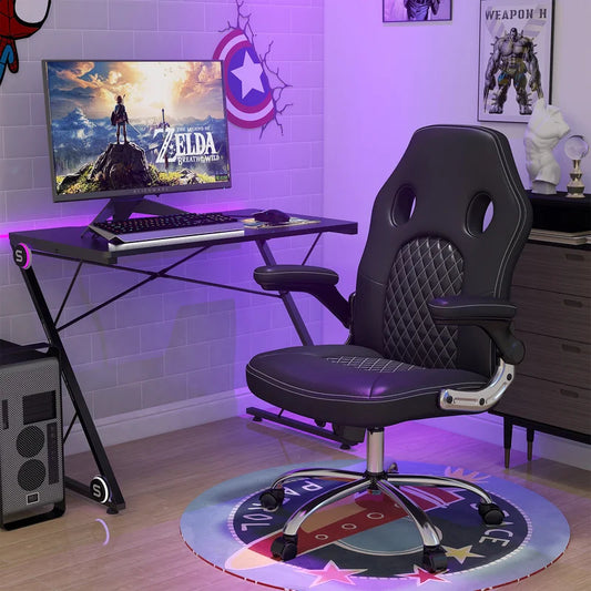 Gaming Chair: Stylish Adjustable Leatherette Swiveling PC & Racing Game Chair