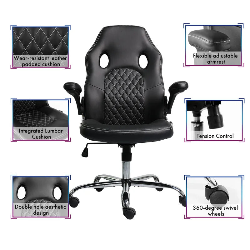 Gaming Chair: Stylish Adjustable Leatherette Swiveling PC & Racing Game Chair