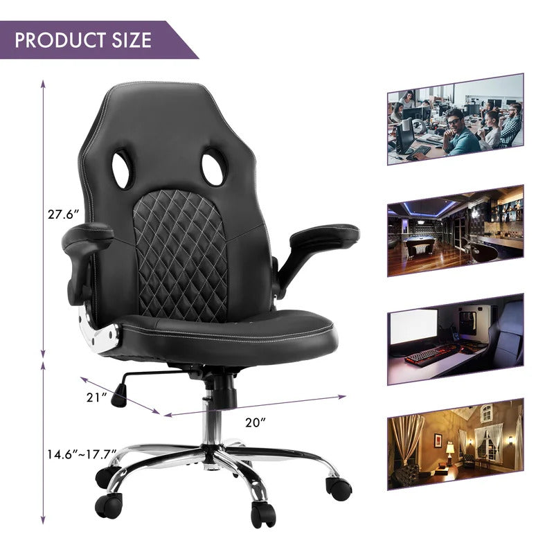 Gaming Chair: Stylish Adjustable Leatherette Swiveling PC & Racing Game Chair