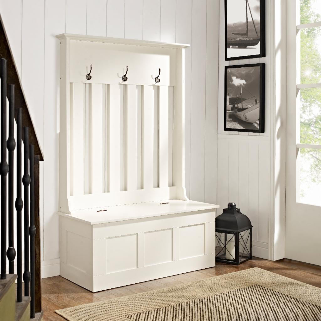 Hall Trees: White Entryway Hall Tree