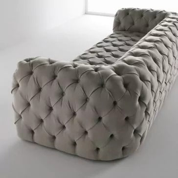 3 Seater Sofa Set:- Hattie Fabric Chesterfield Sofa Set (Grey)