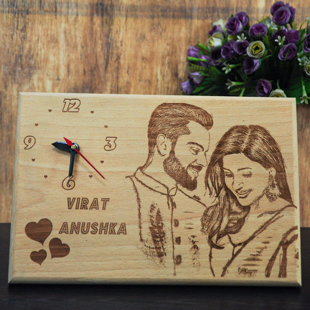Home Decor : Virushka Photo Wooden Clock