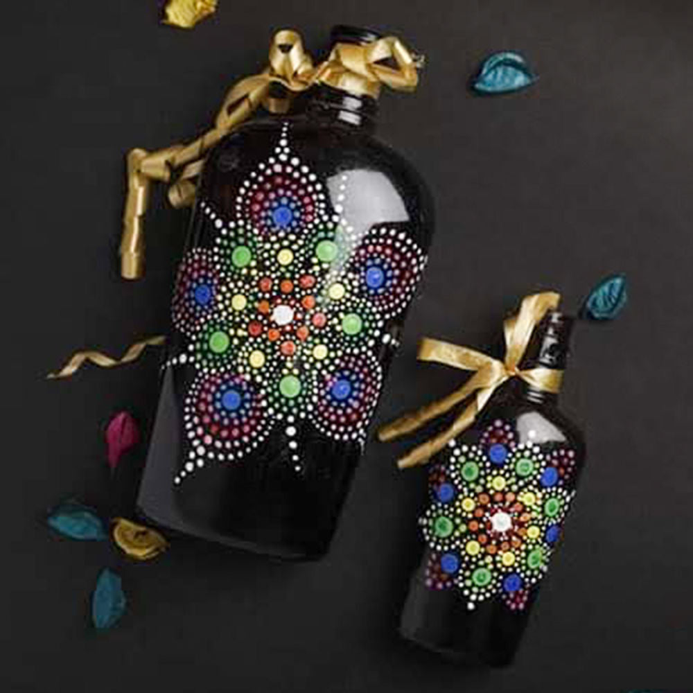 Home Decor : Dot Painting Bottle Lamp Shade