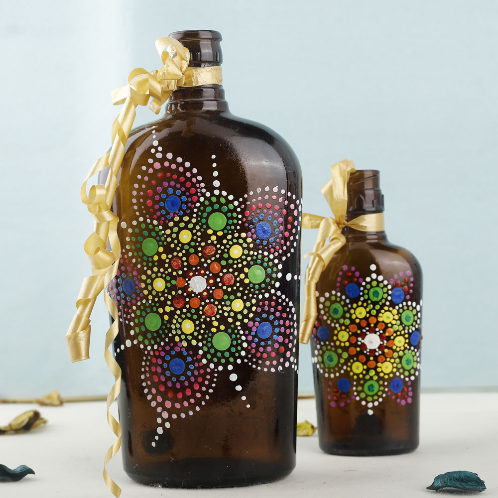 Home Decor : Dot Painting Bottle Lamp Shade