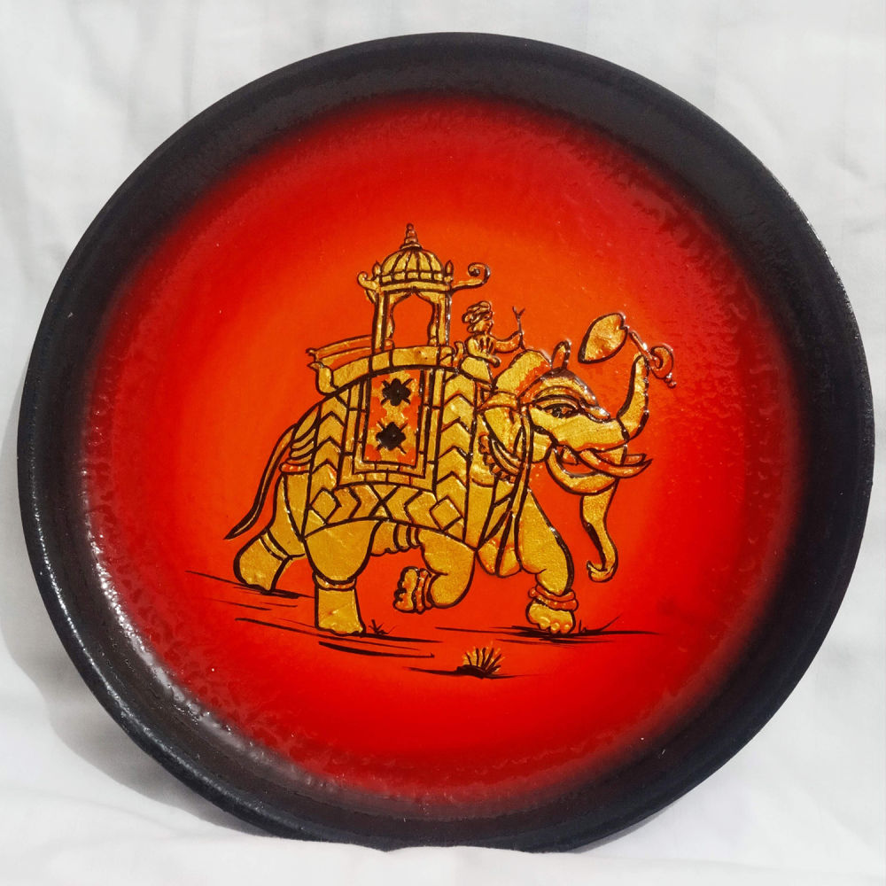 Home Decor : Golden Elephant Wall Plate
