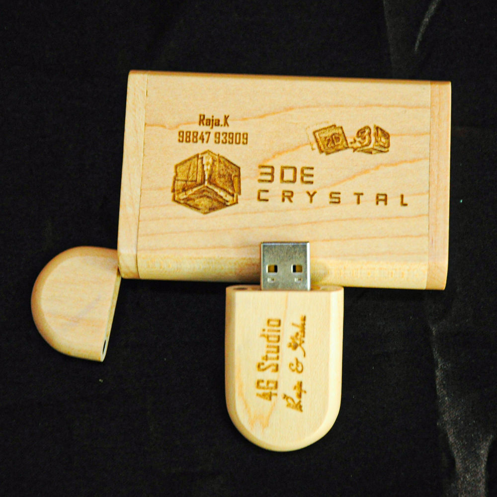 Home Decor : Wooden Pendrive with Box Engraving