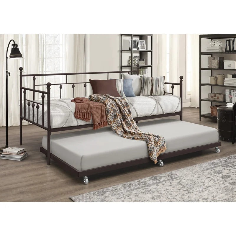 Trundle Bed: Iron Daybed with Trundle Bed