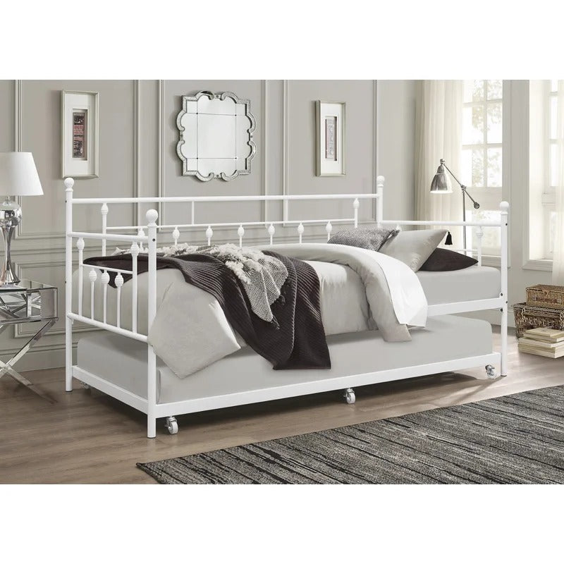 Trundle Bed: Iron Daybed with Trundle Bed