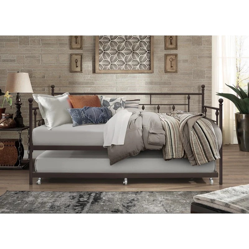Trundle Bed: Iron Daybed with Trundle Bed