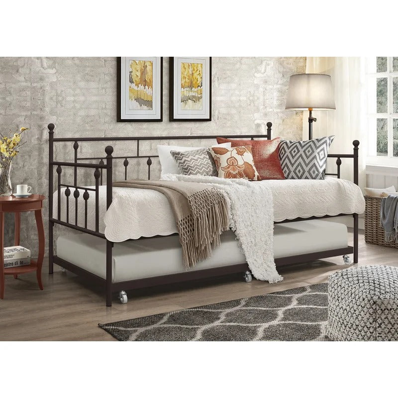 Trundle Bed: Iron Daybed with Trundle Bed