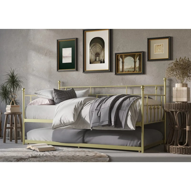 Trundle Bed: Iron Daybed with Trundle Bed
