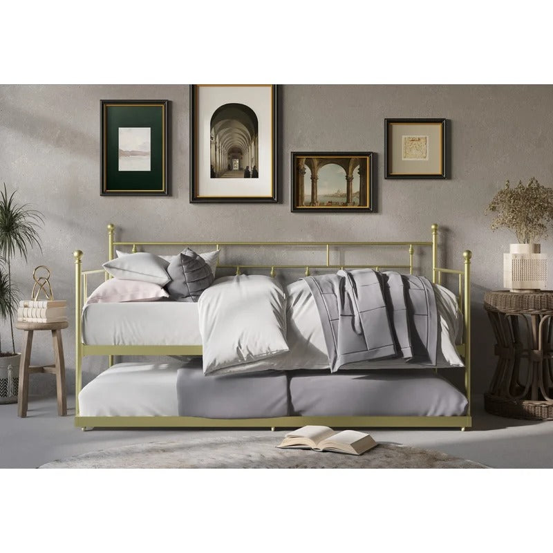 Trundle Bed: Iron Daybed with Trundle Bed