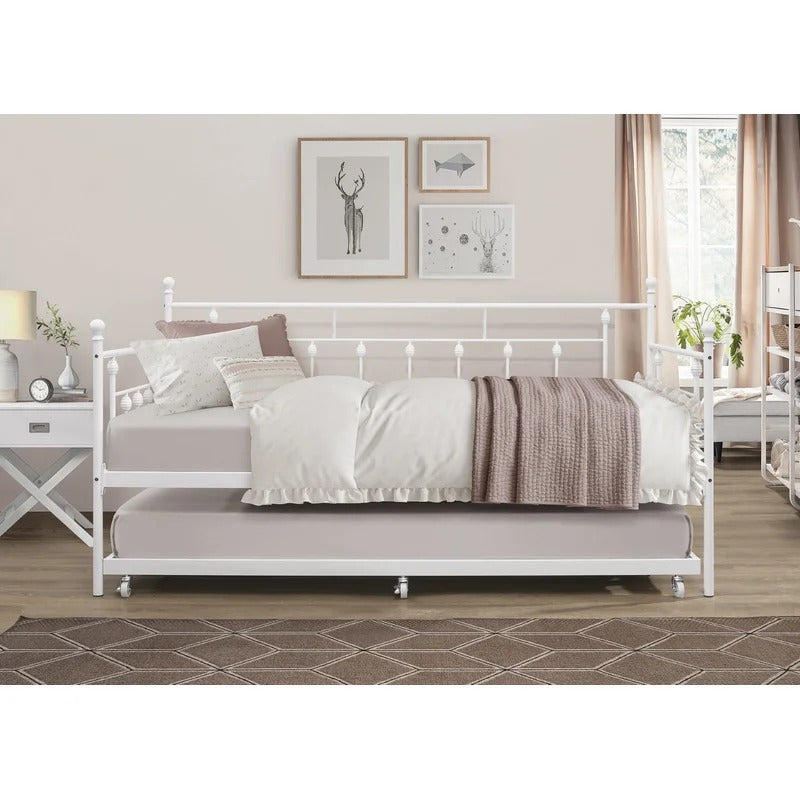 Trundle Bed: Iron Daybed with Trundle Bed