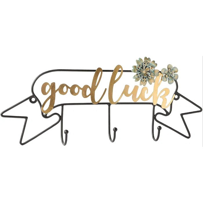 Key Holder: Black 19'' Wide Wall Hook