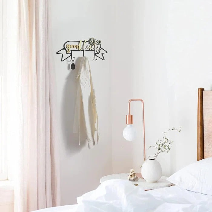 Key Holder: Black 19'' Wide Wall Hook