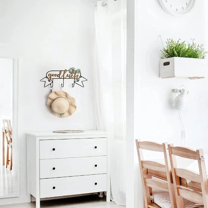 Key Holder: Black 19'' Wide Wall Hook