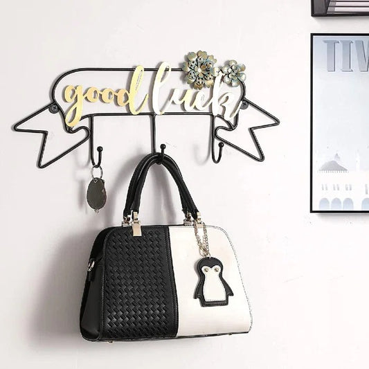 Key Holder: Black 19'' Wide Wall Hook