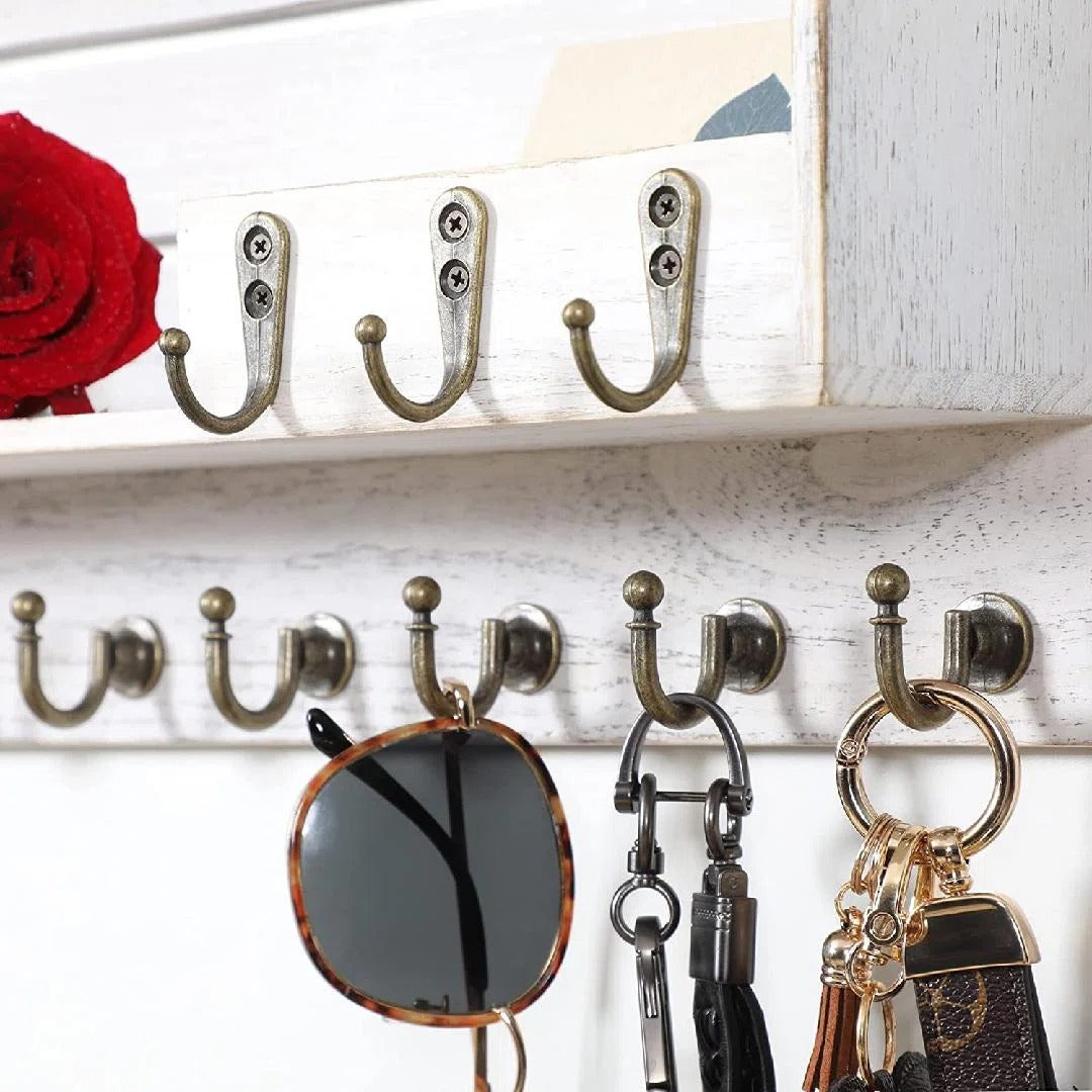 Key Holder: Entryway Wall Mail Organizer with Key Hooks