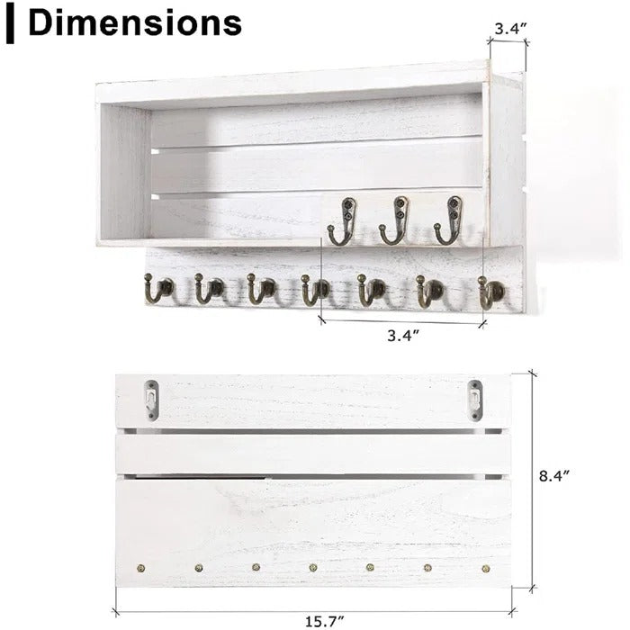 Key Holder: Entryway Wall Mail Organizer with Key Hooks