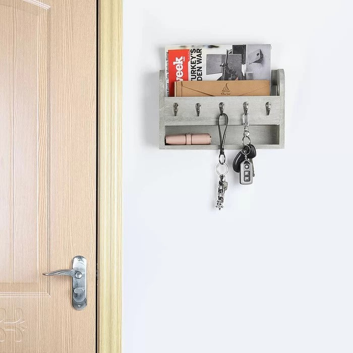 Key Holder: Wall Mail Organizer with Key Hooks