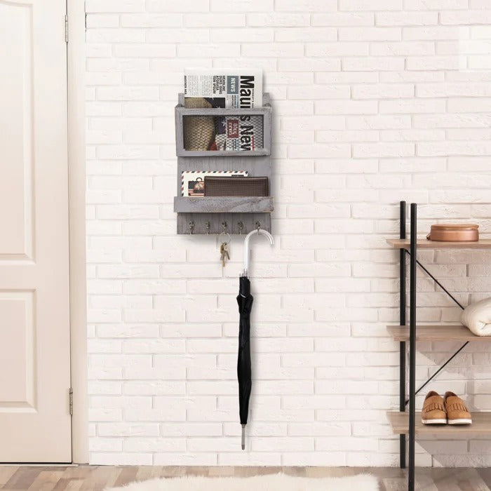 Key Holder: Wall Mail Organizer with Key Hooks