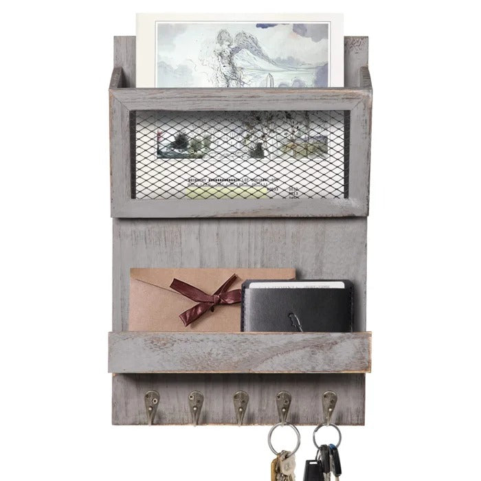 Key Holder: Wall Mail Organizer with Key Hooks