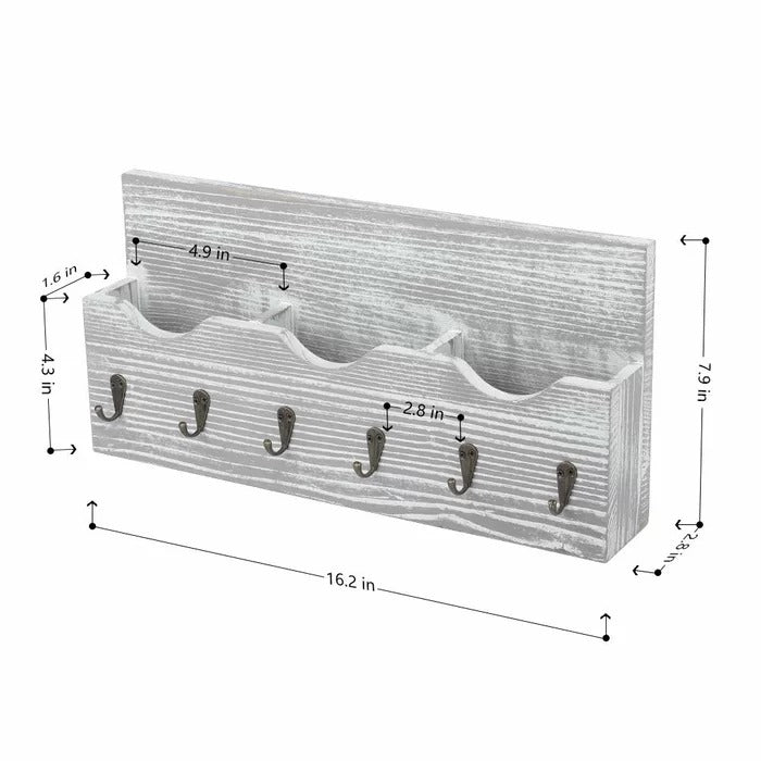 Key Holder: Wall Mail Organizer with Key Hooks