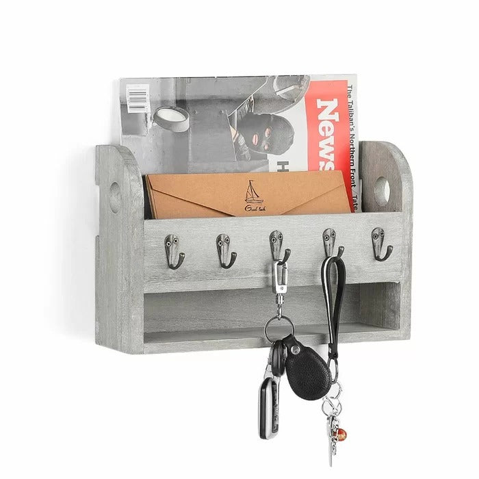 Key Holder: Wall Mail Organizer with Key Hooks
