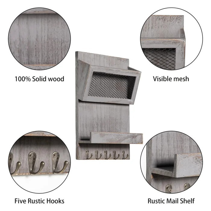 Key Holder: Wall Mail Organizer with Key Hooks