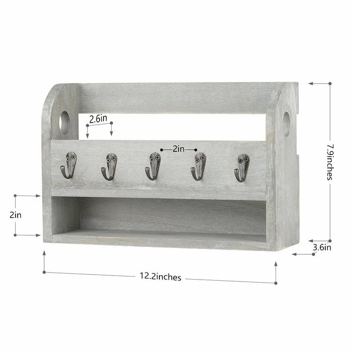 Key Holder: Wall Mail Organizer with Key Hooks
