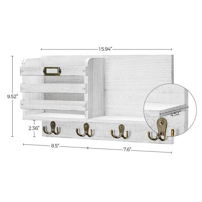 Key Holder: Wall Mail Organizer with Key Hooks