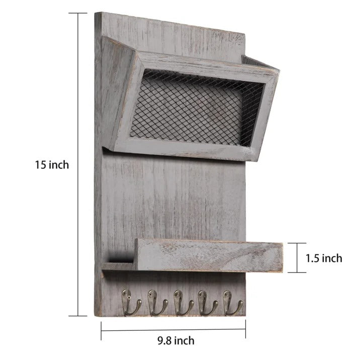 Key Holder: Wall Mail Organizer with Key Hooks