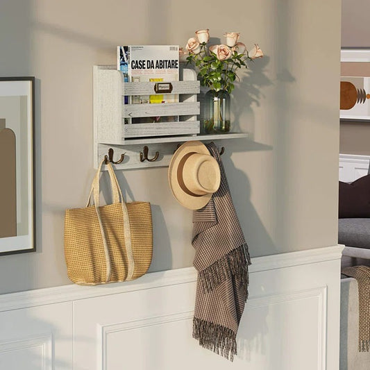 Key Holder: Wall Mail Organizer with Key Hooks