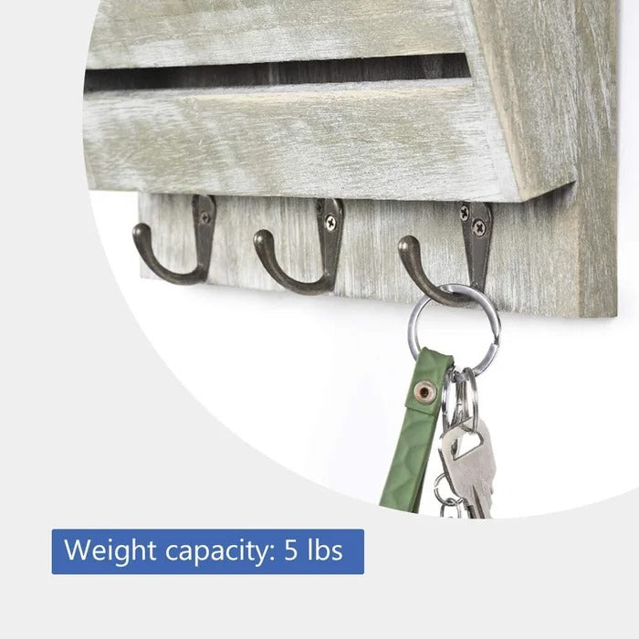 Key Holder: Wall Mail Storage Organizer with Key Hooks