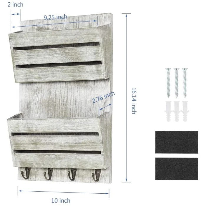 Key Holder: Wall Mail Storage Organizer with Key Hooks