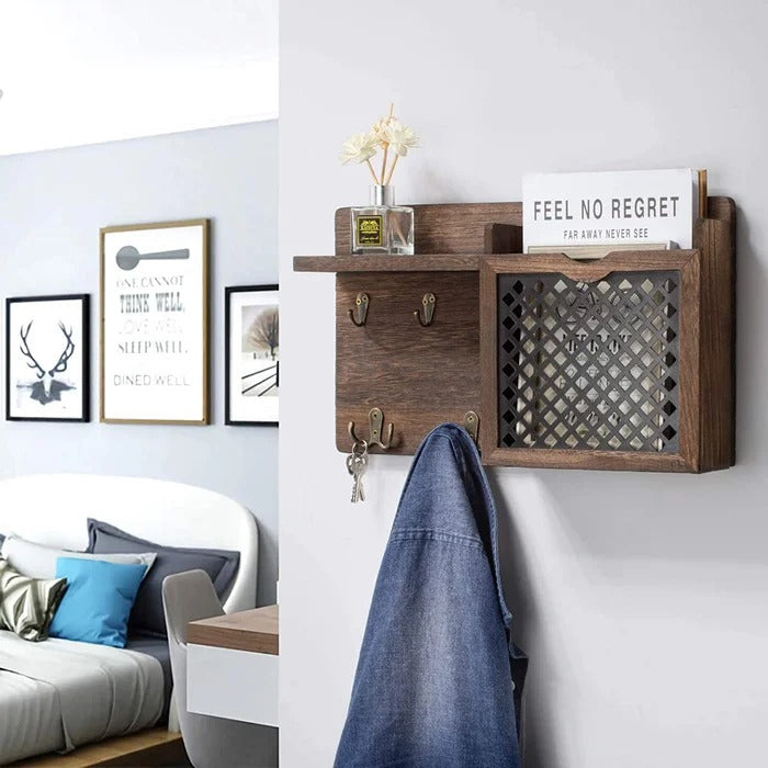 Key Holder: Wall Mounted Key Holder with Floating Shelf