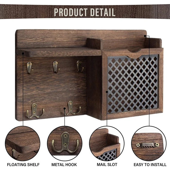 Key Holder: Wall Mounted Key Holder with Floating Shelf