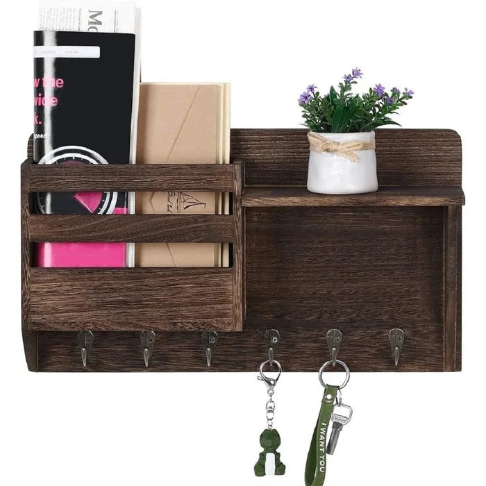 Key Holder: Wooden Wall Storage Organizer