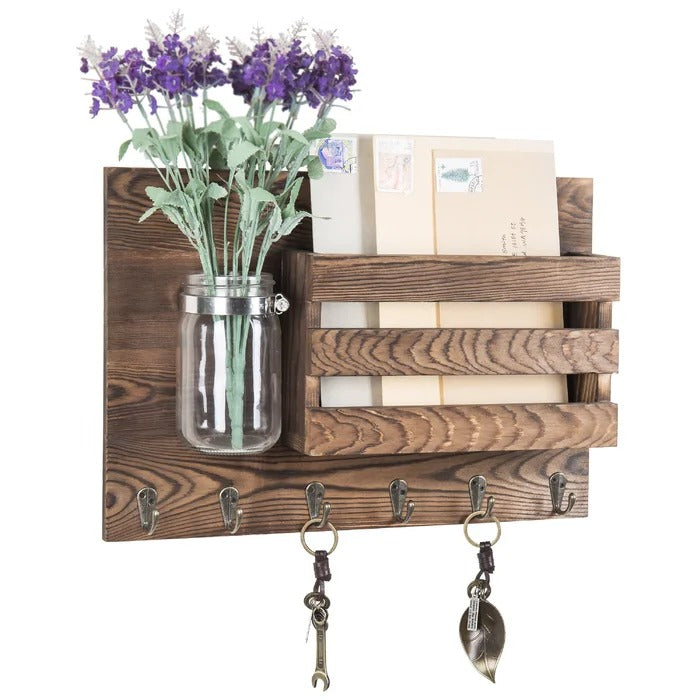 Key Holder: Wooden Wall Storage Organizer with Key Hook