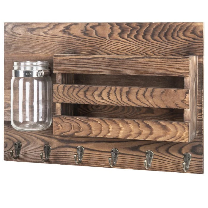 Key Holder: Wooden Wall Storage Organizer with Key Hook