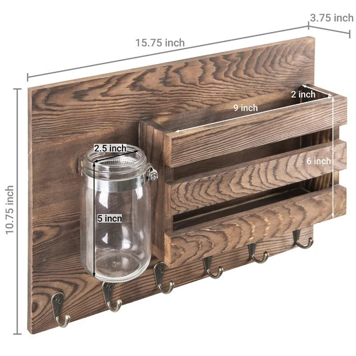 Key Holder: Wooden Wall Storage Organizer with Key Hook