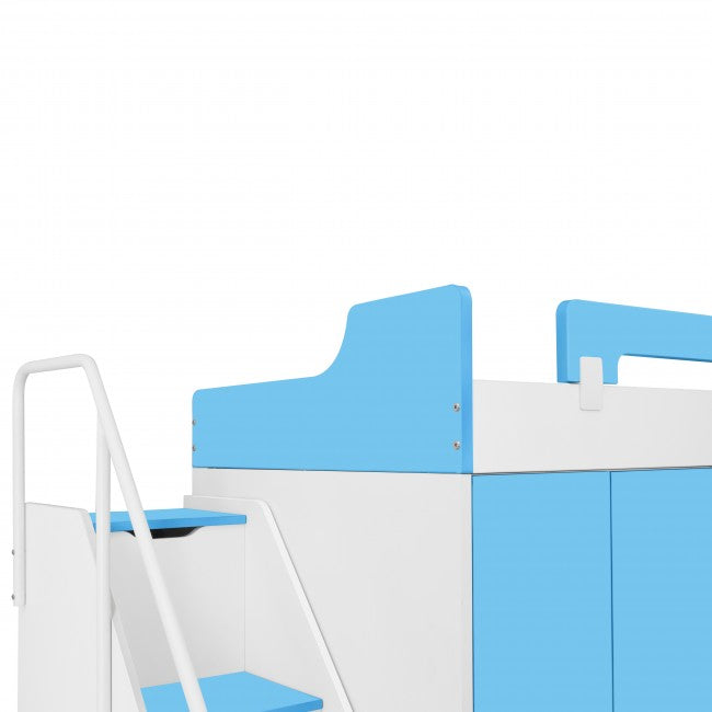 Bunk Beds:- Kids Midsleeper Bunk Bed with Wardrobe With Study Table Kids Furniture