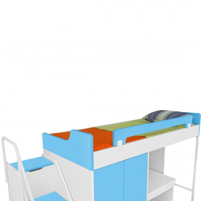 Bunk Beds:- Kids Midsleeper Bunk Bed with Wardrobe With Study Table Kids Furniture