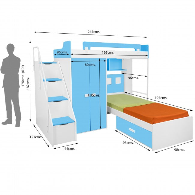 Bunk Bed : Wardrobe Bed with Kids Twin Bunk Kids Furniture